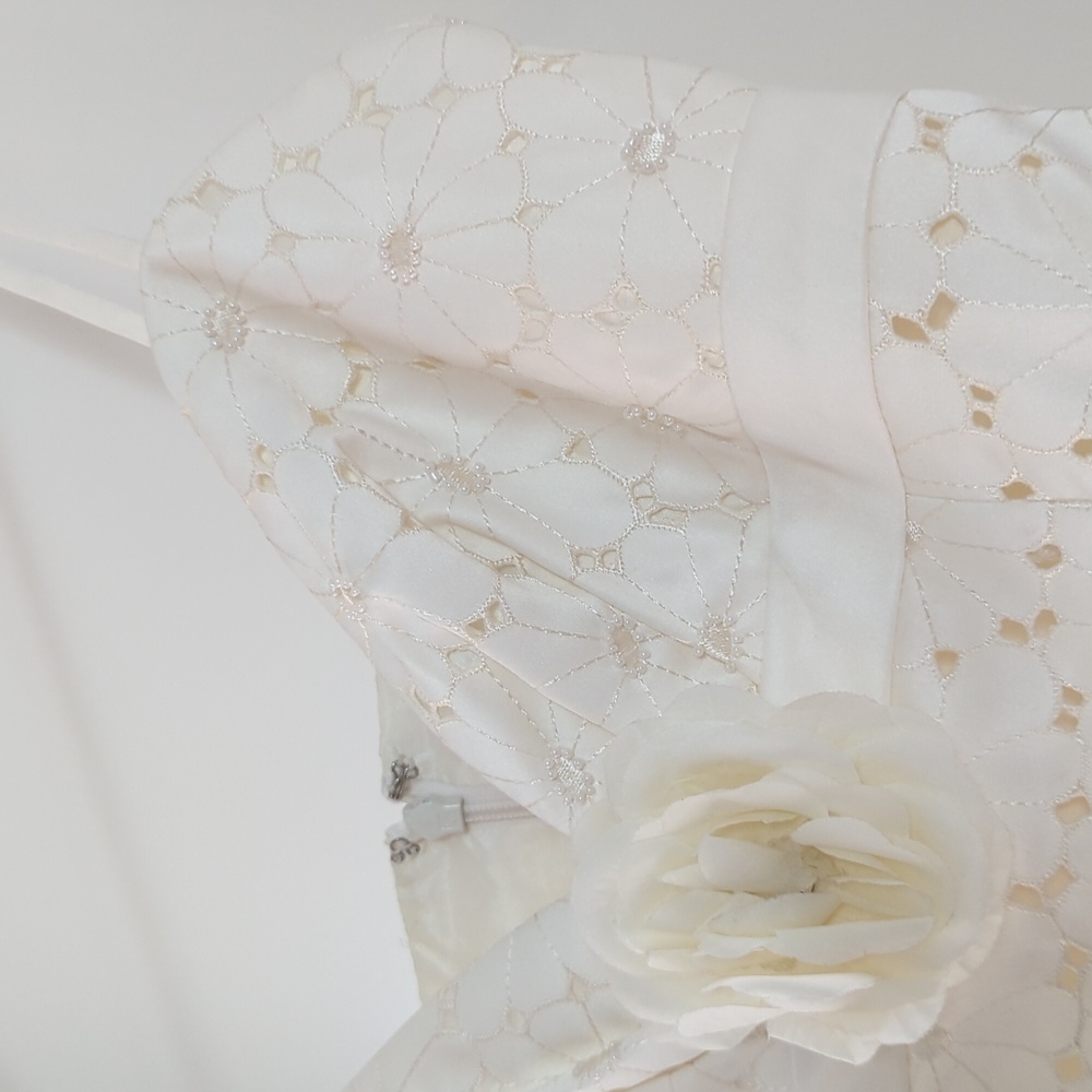 🆕 Marina Rinaldi cream rosette dress size 4 - Picture 12 of 13